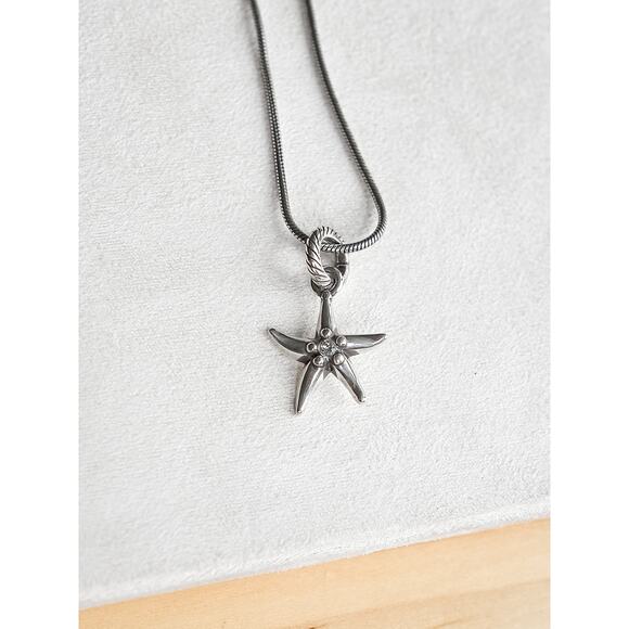 Brighton Charm Chain Necklace Starfish Dangle Silver Plated 16-18" Double Clasp - Picture 4 of 4